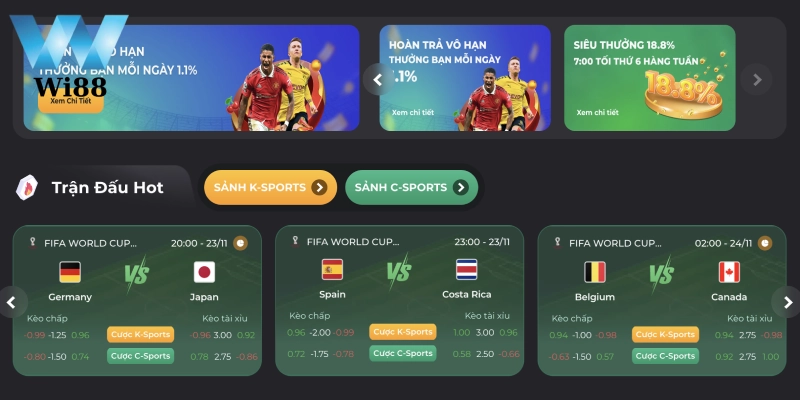 Cash Out xẻ kèo toàn phần khi cá cược tại Wi88